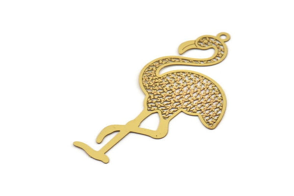 Pirinç Flamingo Tılsımı, 1 Döngülü 10 Ham Pirinç Flamingo Tılsımı, Bulgular (59x30x0,30 mm) D1694
