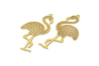 Pirinç Flamingo Tılsımı, 1 Döngülü 10 Ham Pirinç Flamingo Tılsımı, Bulgular (59x30x0,30 mm) D1694