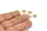 Brass Circle Charm, 50 Raw Brass Circle Connectors With 2 Loops, Findings (9x12x0.30mm) F112