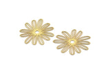 Brass Flower Charm, 10 Raw Brass Flower Charms, Findings (30x0.30mm) F115