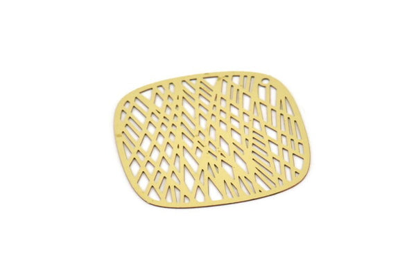 Brass Diamond Charm, 6 Raw Brass Diamond Charms With 1 Hole (40x0.30mm) F113