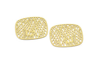 Brass Diamond Charm, 6 Raw Brass Diamond Charms With 1 Hole (40x0.30mm) F113