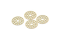 Brass Circle Charm, 24 Raw Brass Circle Charms, Earrings, Findings (14x0.40mm) F124