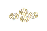 Brass Circle Charm, 24 Raw Brass Circle Charms, Earrings, Findings (14x0.40mm) F124