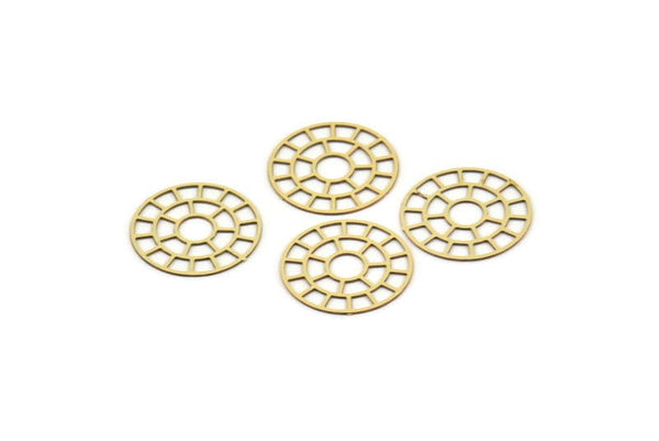 Brass Circle Charm, 24 Raw Brass Circle Charms, Earrings, Findings (14x0.40mm) F124