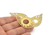 Brass Drop Charm, 10 Raw Brass Sun Charms With 1 Loop, Findings (47x30x0.30mm) D1686