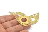 Brass Drop Charm, 10 Raw Brass Sun Charms With 1 Loop, Findings (47x30x0.30mm) D1686