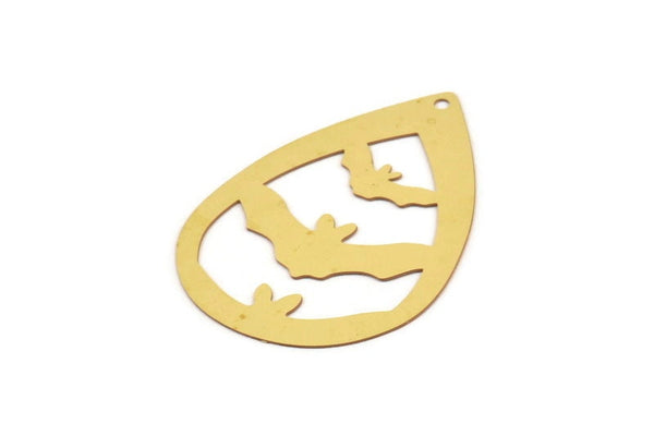 Brass Drop Charm, 10 Raw Brass Bat Charms With 1 Hole, Findings (44x30x0.30mm) D1707