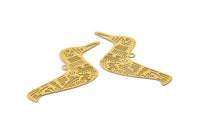 Brass Bird Charm, 10 Raw Brass Bird Charms With 1 Loop, Findings (49x26x0.30mm) D1692