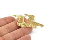 Brass Bird Charm, 10 Raw Brass Bird Charms With 1 Loop, Findings (49x26x0.30mm) D1692