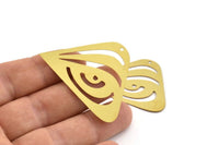 Brass Triangle Charm, 6 Raw Brass Geometric Charms With 1 Hole, Findings (47x34x0.30mm) D1689