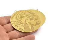 Brass Mountain Charm, 4 Raw Brass Mountain Charms With 1 Loop, Findings (60x0.30mm) D1708