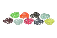 Brass Monstera Charm, 6 Raw Brass Monstera Leaf Charms With 1 Hole, Different Color Opitons (32x0.30mm) D1669