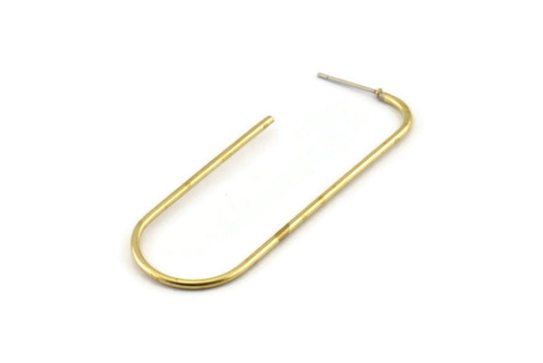 Brass Earring Wires, 4 Raw Brass Earring Studs (57x20x1.5mm) D1622