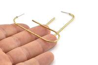 Brass Earring Wires, 4 Raw Brass Earring Studs (57x20x1.5mm) D1622