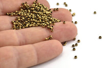 Brass Ball Beads, 250 Antique Brass Tiny Spacer Beads, Findings (2x1.5mm) D1657