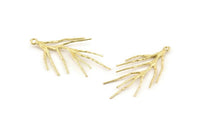 Brass Branch Charm, 8 Raw Brass Tree Branch Charms With 1 Loop, Charms, Findings (41mm) N1229