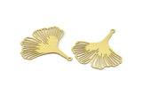Pirinç Ginkgo Kolye, 1 Delikli 10 Ham Pirinç Ginkgo Yaprağı Tılsımı (32x30x0,40 mm) D1425