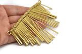 Brass Fringed Pendant, 1 Raw Brass Fringed Trim Pendant With 2 Loops (105x69x5mm) V030