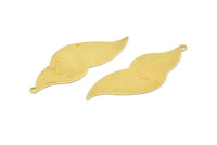 Pirinç Yaprak Tılsımı, 1 Delikli 12 Ham Pirinç Yaprak Tılsımı, Küpeler (43x16x0,40 mm) A1357