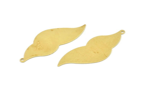 Brass Leaf Charm, 12 Raw Brass Leaf Charms With 1 Hole, Earrings (43x16x0.40mm) A1357