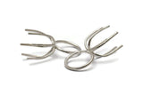 Silver Ring Blank, 925 Silver 6 Claw Ring Blanks For Natural Stones N0045