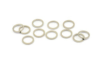 Silver Circle Ring, 50 Silver Tone Brass Round Rings, Charms (10mm) B0118 H0548
