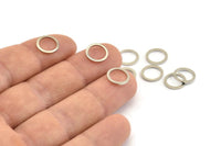 Silver Circle Ring, 50 Silver Tone Brass Round Rings, Charms (10mm) B0118 H0548