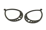 Black Drop Earring, 2 Oxidized Black Brass Textured Moon Phases Drop Earrings With 1 Loop, Charms (47x35x1mm) V130 S1099