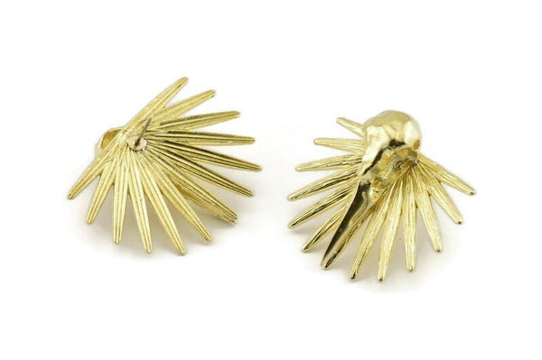 Brass Bird Earring, 2 Raw Brass Bird Skull Stud Earrings (38x33x2mm) A1373