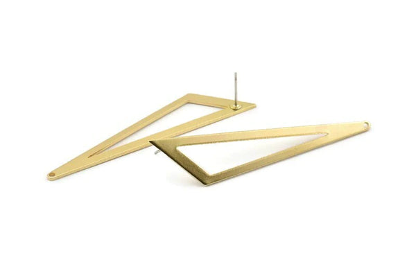 Brass Triangle Earring, 4 Raw Brass Triangle Stud Earrings With 1 Hole (59x47x18x0.80mm) Bs 1291 A1364