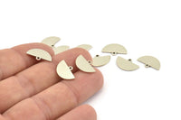 Silver Half Moon, 24 Antique Silver Plated Brass Semi Circle Blank Charms With 1 Loop (14.5x9x0.80mm) E103 H1195