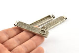 Gümüş Dikdörtgen Charm, Antik Gümüş Kaplama Pirinç Dikdörtgen Charmlar, 1 Döngü, Kolye Uçları (55x12x4mm) N1054