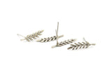 Silver Leaf Earring, 6 Antique Silver Plated Brass Branch Stud Earrings, Findings (20x5x0.80mm) D1154 A1224 H1191