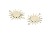 Silver Sun Charm, 2 925 Silver Sun Connectors With 2 Loops, Pendants, Findings (27x24x0.80mm) P02