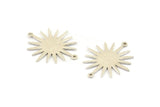 Silver Sun Charm, 2 925 Silver Sun Connectors With 2 Loops, Pendants, Findings (27x24x0.80mm) P02
