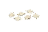 Silver Sun Charm, 6 925 Silver Sun Connectors With 2 Loops, Pendants, Findings (18x15x0.80mm) P03