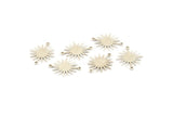 Silver Sun Charm, 6 925 Silver Sun Connectors With 2 Loops, Pendants, Findings (18x15x0.80mm) P03