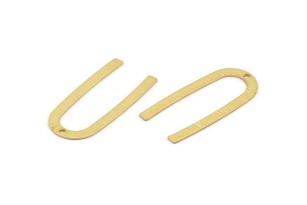 Gold Geometric Charm, 8 Textured Gold Plated Brass U Shaped Pendants With 1 Hole, Charms, Findings (27x13x0.50mm) D1390 Q1104