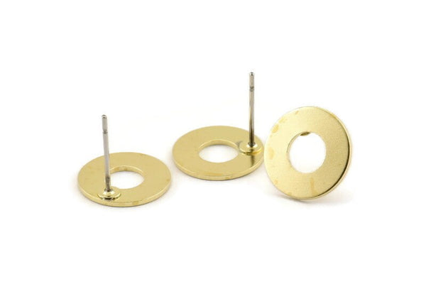 Brass Circle Earring, 10 Raw Brass Circle Stud Earrings (12x0.80mm) D1415 A1380