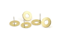 Brass Circle Earring, 10 Raw Brass Circle Stud Earrings (12x0.80mm) D1415 A1380