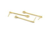 Gold Stick Earring, 8 Gold Plated Brass Paddle Eye Pin Stud Earrings (36x1.2mm) D1542