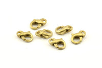 Brass Parrot Clasp, 6 Raw Brass Lobster Claw Clasps (12x8mm) A1347