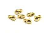 Brass Parrot Clasp, 6 Raw Brass Lobster Claw Clasps (12x8mm) A1347
