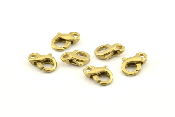 Brass Parrot Clasp, 6 Raw Brass Lobster Claw Clasps (12x8mm) A1347