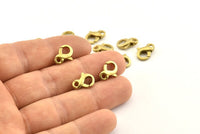 Brass Parrot Clasp, 6 Raw Brass Lobster Claw Clasps (12x8mm) A1347