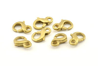 Brass Parrot Clasp, 6 Raw Brass Lobster Claw Clasps (17x10mm) A1339