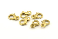 Brass Parrot Clasp, 6 Raw Brass Lobster Claw Clasps (17x10mm) A1339