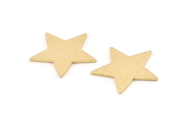 Brass Star Blank, 24 Textured Raw Brass Star Blanks, Stamping Tags without Holes (22x1mm) D1416