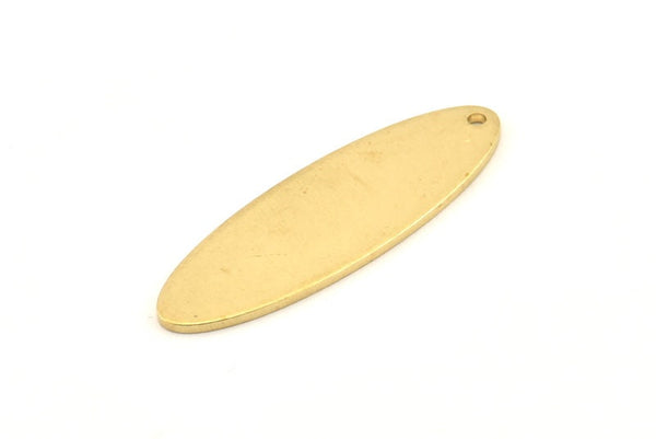 Brass Oval Charm, 8 Raw Brass Oval Charms With 1 Hole, Pendants, Earrings, Findings (35x11x1mm) D1354